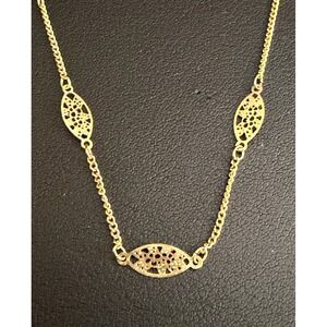 Vintage Necklace Filigree Dainty Gold Plated 17" Long